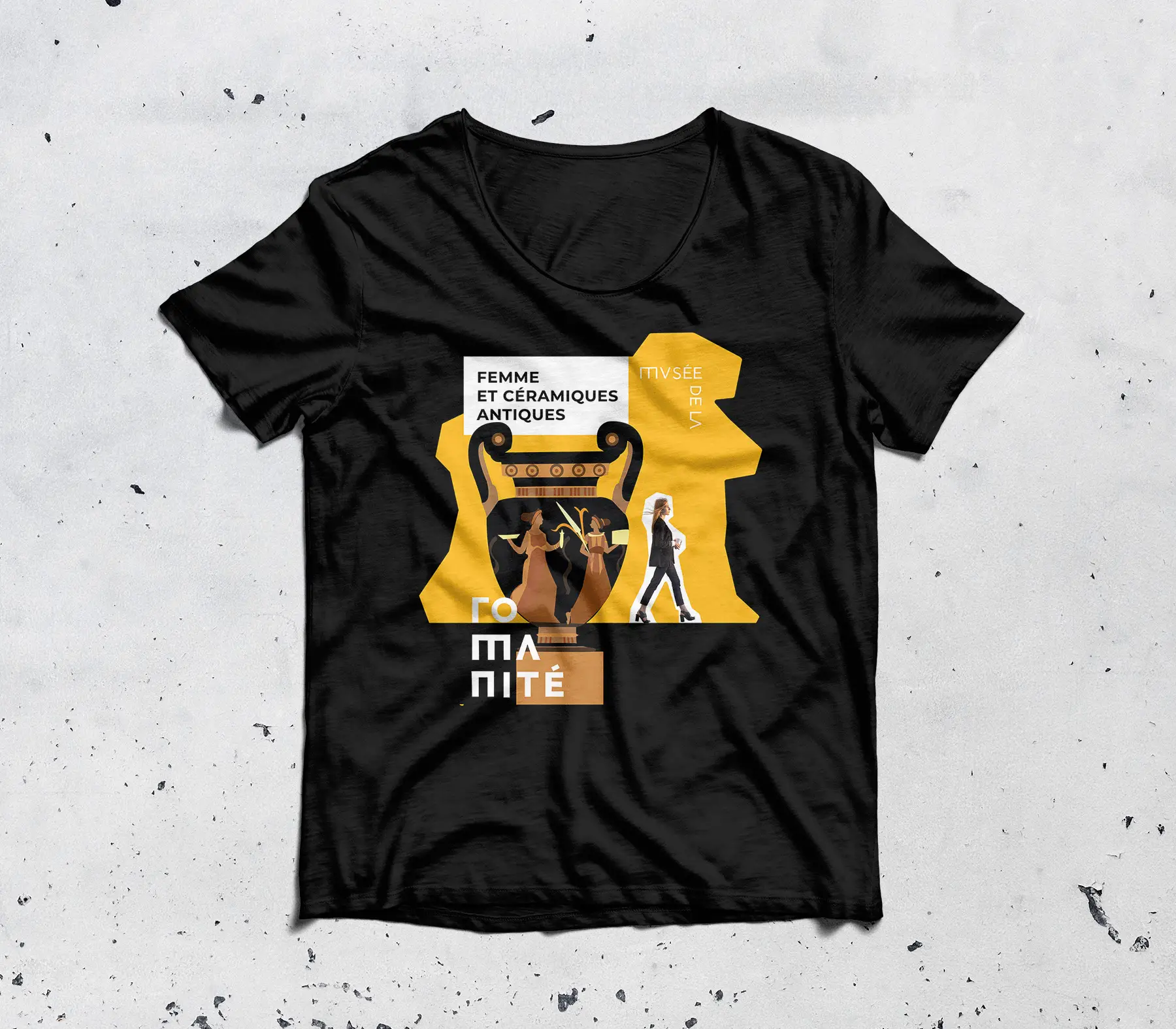 T-shirt Musée de la Romanité verso avec illustration des affiches