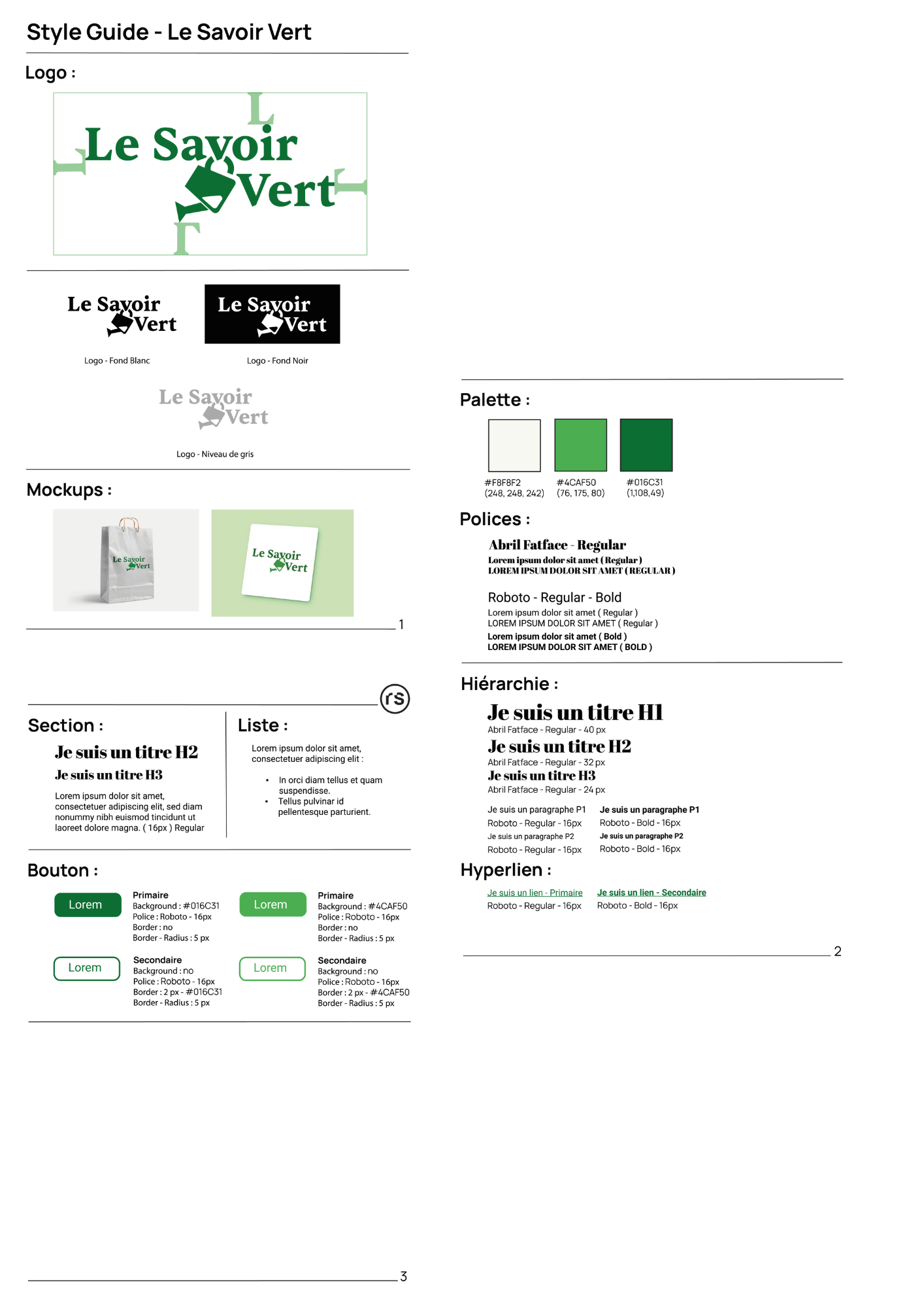 Style guide Le savoir Vert